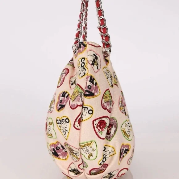 Chanel Heart Print Women's Bag - Cream and Red - Picture 2 of 7